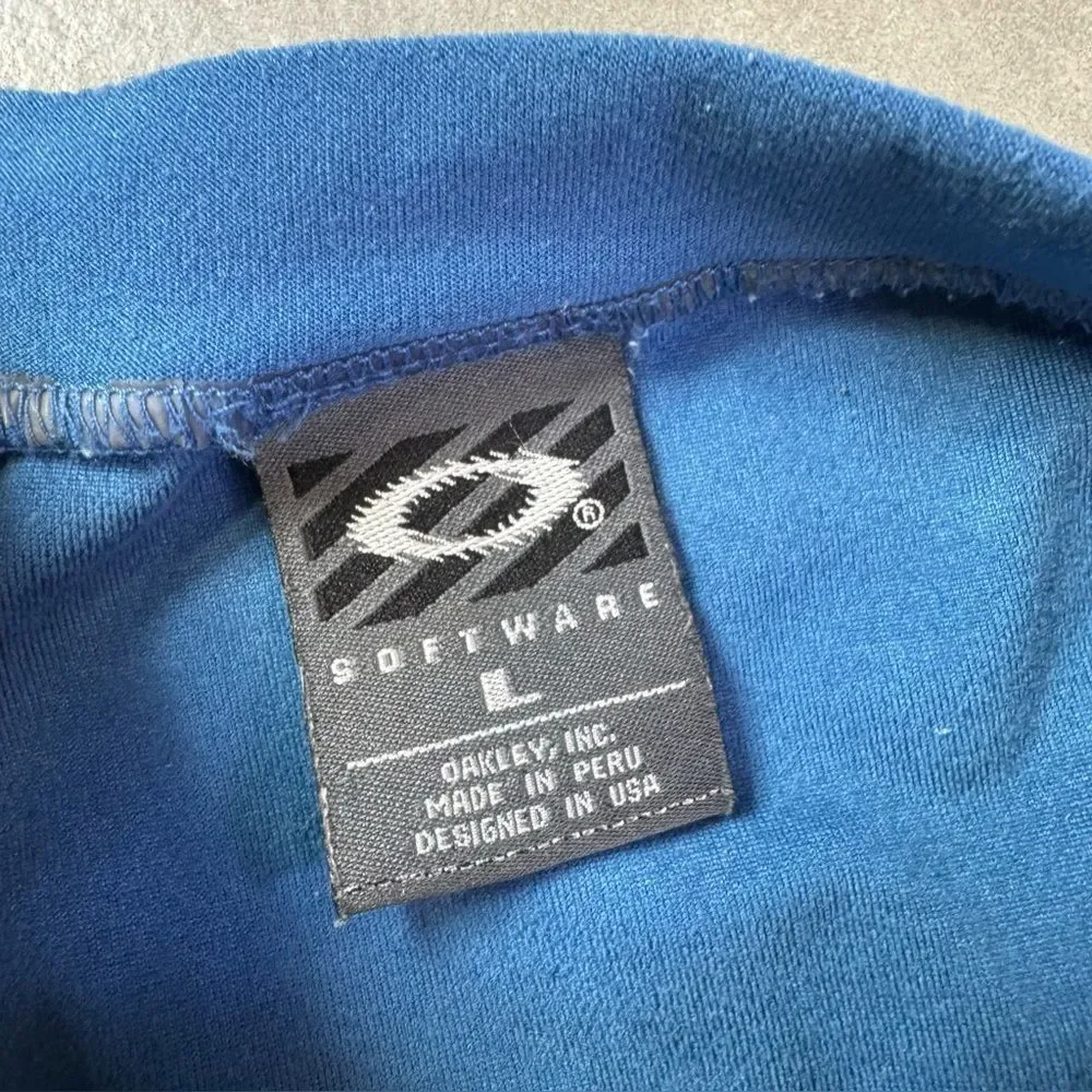 Vintage Oakley Software Cycling Jersey Vest Blue Mens L 1/2 Zip Y2K Biking
